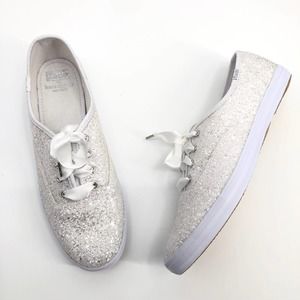 NEW Keds x Kate Spade New York Champion Bridal White Glitter Sneaker Size 8